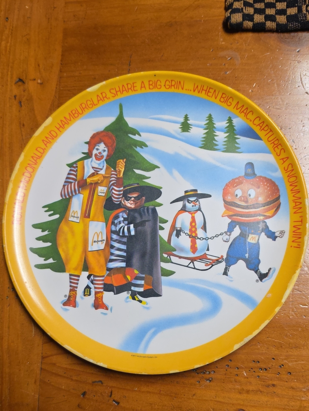Vintage 1977 Melamine McDonald's  Holiday Plate with Ronald McDonald
